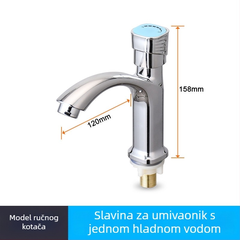 Kran za kupaonski umivaonik s jednim hladnim protokom, keramičko tijelo, moderan minimalistički dizajn