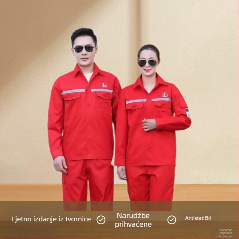 Prilagođeni Sinopec tan ljetni mrežasti antistatički radni odjevni set s reflektirajućim trakama, prozračan za naftna polja