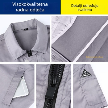 Antistatično ljetno lagano radno odijelo s kratkim rukavima za tvornice, unisex s izvezom