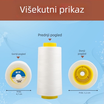 Šivaća nit 402 Liujing, 3000 jardi, poliester s kratkim vlaknima, crno-bijela