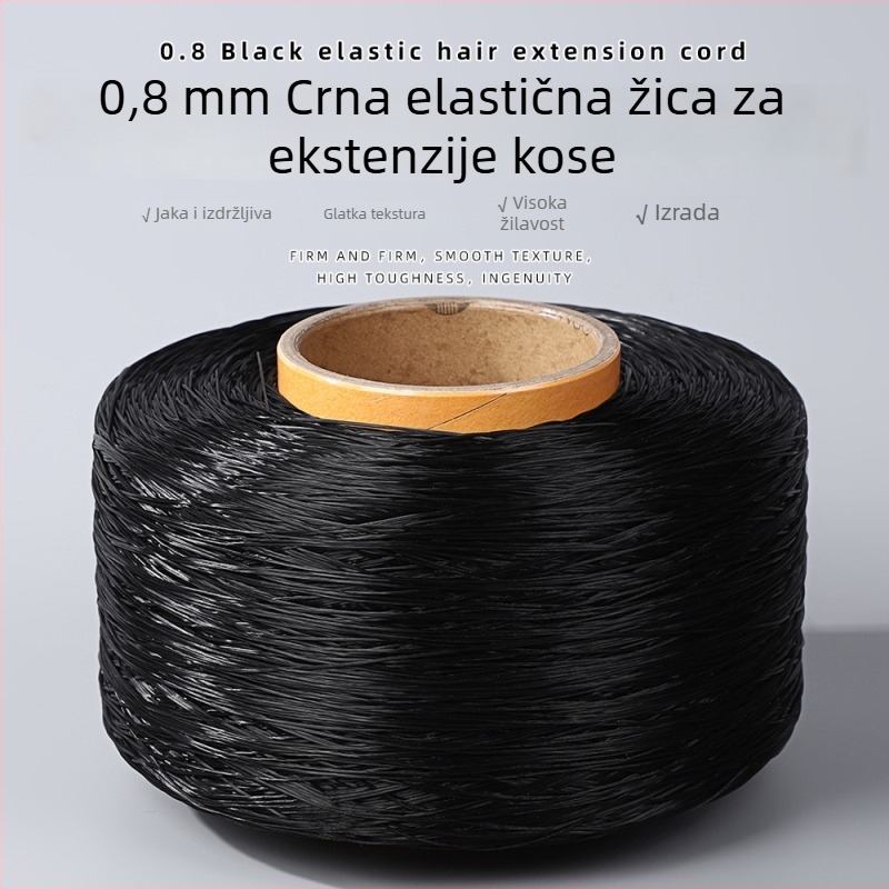 4500 m crna elastična nit za produženje kose, 0.8 mm, za DIY pletenje perli, čvrsta i izdržljiva