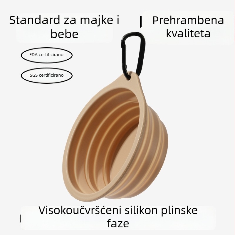 Silikonska sklopiva posuda za kućne ljubimce, prijenosna posuda za vodu i hranu za pse i mačke, za izlazak i kampiranje