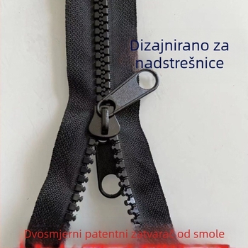 No. 10 smola dvostruko grubih zuba zatvarač, crni unutarnji i vanjski dvostruki zatvarač, za kišnu zavjesu skloništa za električni tricikl