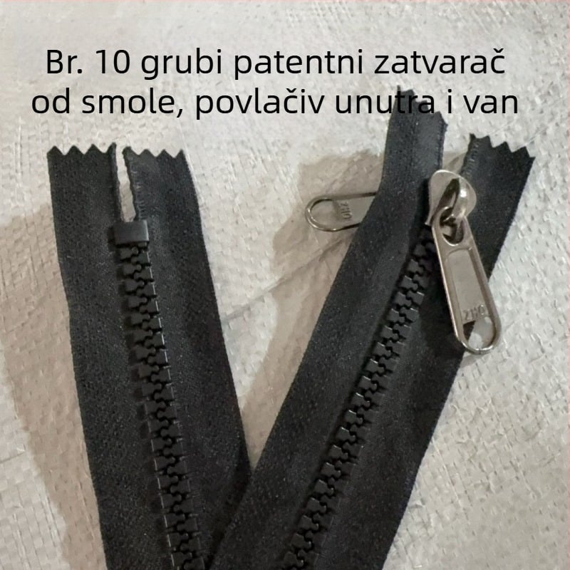 No. 10 smola dvostruko grubih zuba zatvarač, crni unutarnji i vanjski dvostruki zatvarač, za kišnu zavjesu skloništa za električni tricikl