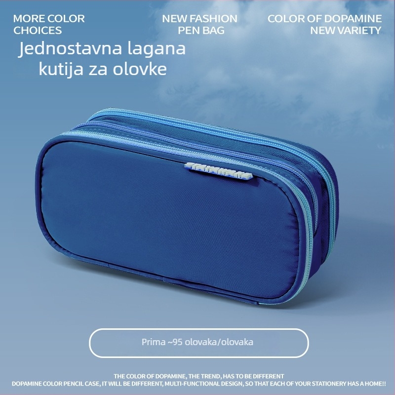 Prilagođena visokokvalitetna platnena pernica, višeslojna, s velikim kapacitetom, jednobojna, minimalistički dizajn za učenike