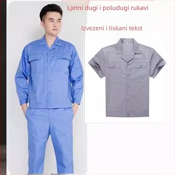 Ljetni lagani set radne odjeće s kratkim rukavima za muškarce i žene, prozračan, upija znoj, plavi
