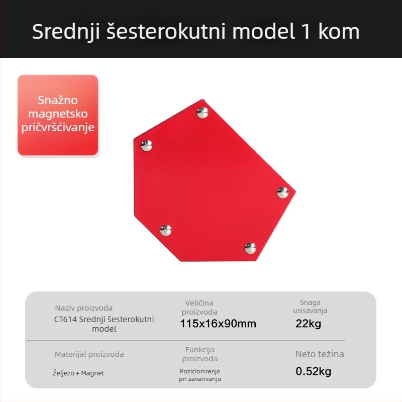 Snažan magnetski držač za zavarivanje s višestrukim kutnim pozicioniranjem, 90° pravokutni locator i magnetska mjera za kutove zavarivanja