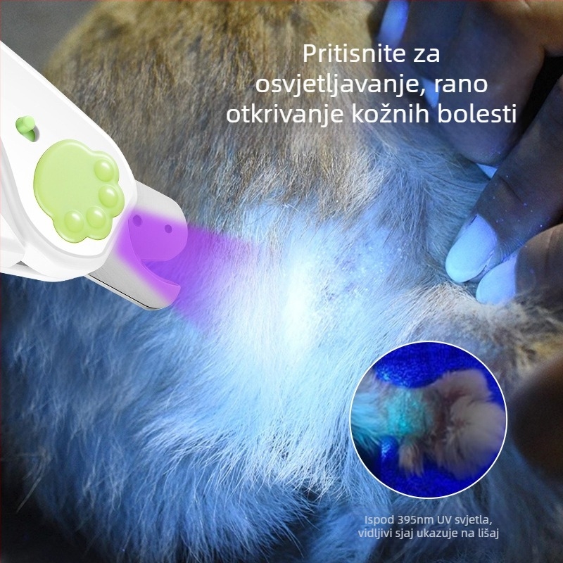 Univerzalna kliješta za mačke i pse, s LED ljubičastim svjetlom za provjeru gljivičnih infekcija