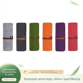 Minimalistička pernica od filca, jednofarbna, kreativni kaiš, rolna torbica za olovke s otiskom logotipa