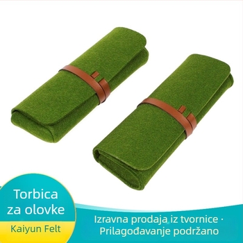 Minimalistička pernica od filca, jednofarbna, kreativni kaiš, rolna torbica za olovke s otiskom logotipa