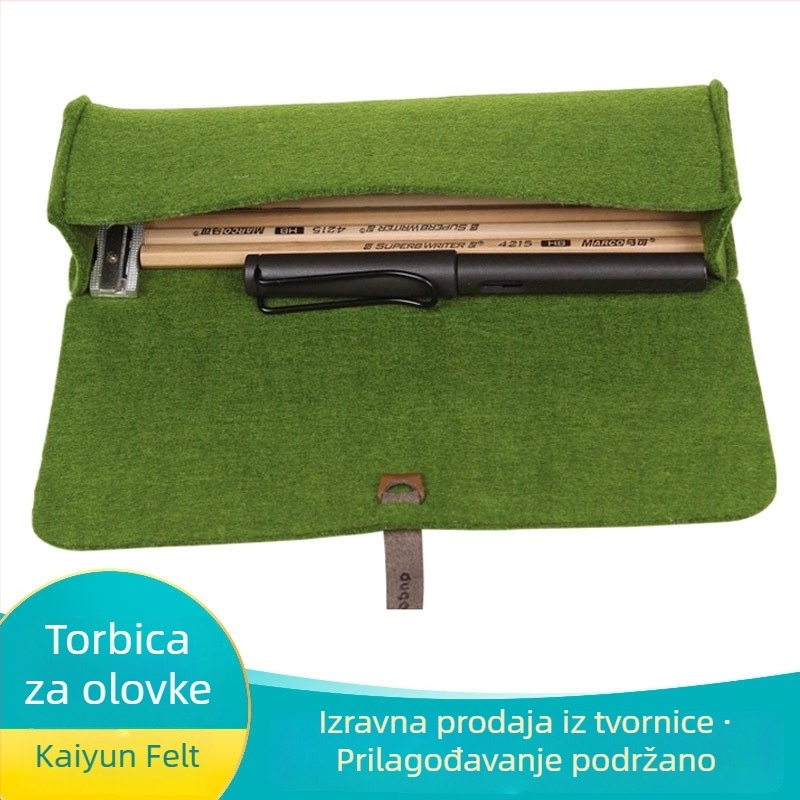 Minimalistička pernica od filca, jednofarbna, kreativni kaiš, rolna torbica za olovke s otiskom logotipa