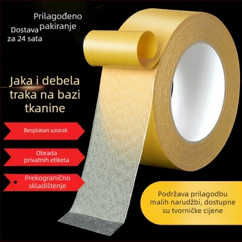 Dvostruka ljepilna traka s tkaninskom podlogom, snažna prionjivost za pričvršćivanje na zidove, spajanje tepiha bez vidljivih šavova, pogodna za vjenčanja i izložbe, mreža balona