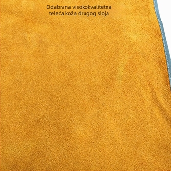 Duga pregača za zavarivanje od teleće kože — otporna na toplinu, otporna na ulje, zaštita od opeklina i iskri