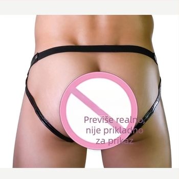 Muški seksi thong donji dio – lažni kožni izgled, prednji otvor, zatvarač, tanak uže, model G413