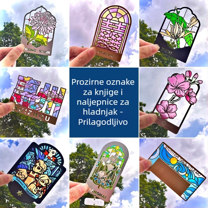 Prozirna metalna izrezana knjižna značka sa staklenim emajlom, magnetski hladnjak s učinkom svjetla i sjene — prilagođeni suvenir s lokacije