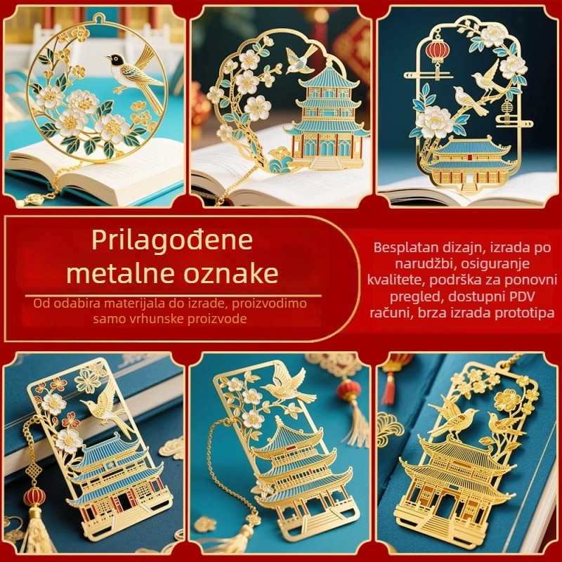 Prilagođeni metalni označivač stranica s reljefom u stilu Zabranjenog grada — vrhunski kulturno-kreativni dar za korporativne i obrazovne potrebe