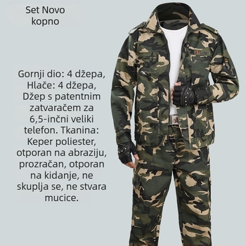 Kamuflažni vojnički trening set, unisex, ljetna zelena, otporan gornji dio za rad na otvorenom