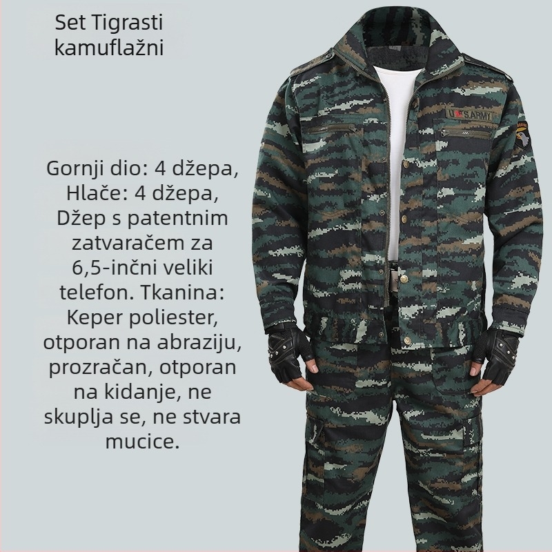 Kamuflažni vojnički trening set, unisex, ljetna zelena, otporan gornji dio za rad na otvorenom