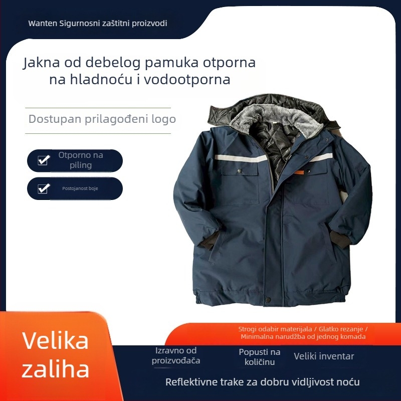 Zimska debela radna jakna od pamuka s reflektirajućim trakama, topla radna odjeća za radionu, inženjering i popravke automobila