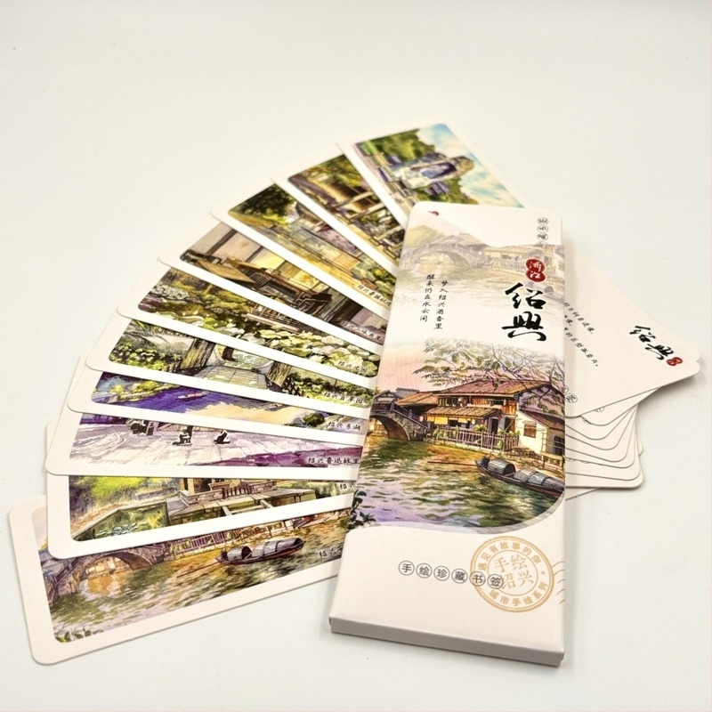 Ručno oslikani papirnati označivač stranice Shaoxinga – Lu Xun Sanwei Bookstore, Donghu, Anchang, Shen Yuan, Lanting, Keyan – putnički kulturni suvenir