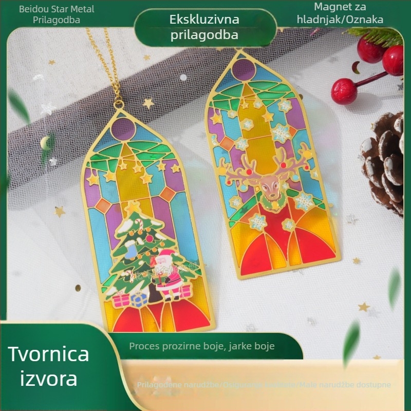 Prozirni metalni marker za knjigu s graviranjem i izrezom, dizajn svjetla i sjene, metalni magnet za hladnjak, suvenir privjesak Halloween i Božić