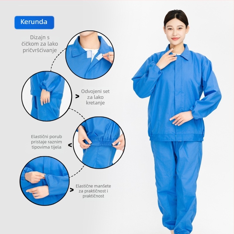 Prilagođeni set uniformi za prehrambenu industriju s reverom – unisex, dugi rukav, higijenski i otporan na prašinu