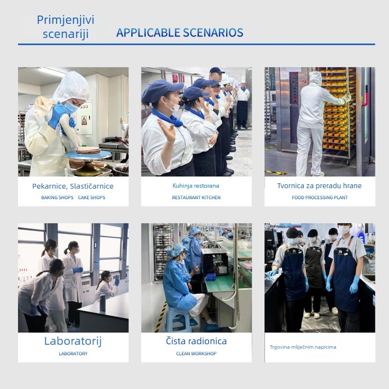 Prilagođeni set uniformi za prehrambenu industriju s reverom – unisex, dugi rukav, higijenski i otporan na prašinu