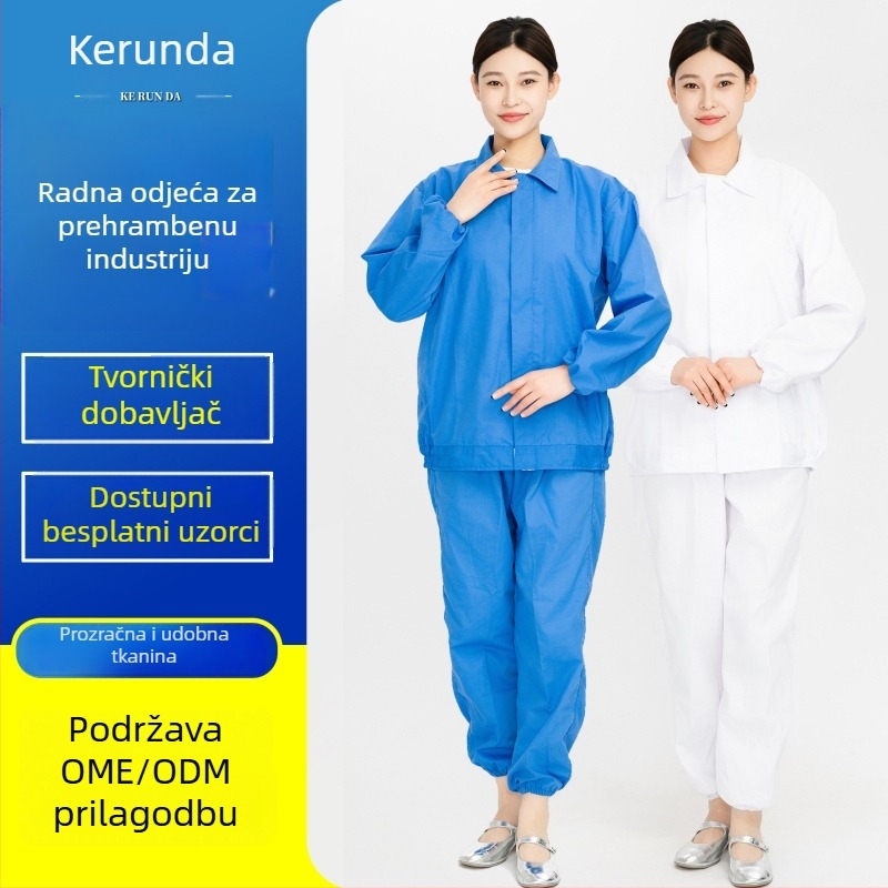 Prilagođeni set uniformi za prehrambenu industriju s reverom – unisex, dugi rukav, higijenski i otporan na prašinu