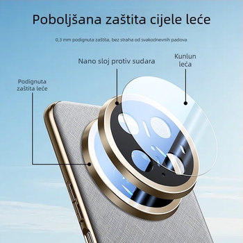 Kućište za Huawei Mate70 Pro s preklopnom kapom, puna zaštita, premium izdanje s zlatnim nitima i srebrnim brokatom