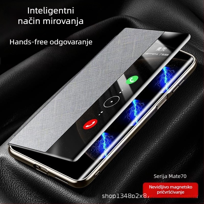Kućište za Huawei Mate70 Pro s preklopnom kapom, puna zaštita, premium izdanje s zlatnim nitima i srebrnim brokatom