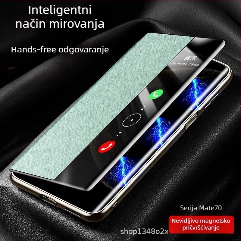 Kućište za Huawei Mate70 Pro s preklopnom kapom, puna zaštita, premium izdanje s zlatnim nitima i srebrnim brokatom