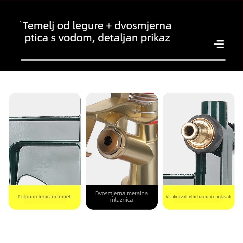 Dvostruki raspršivač za navodnjavanje od legure, s 360° rotirajućim ramom, za travnjak i vrt
