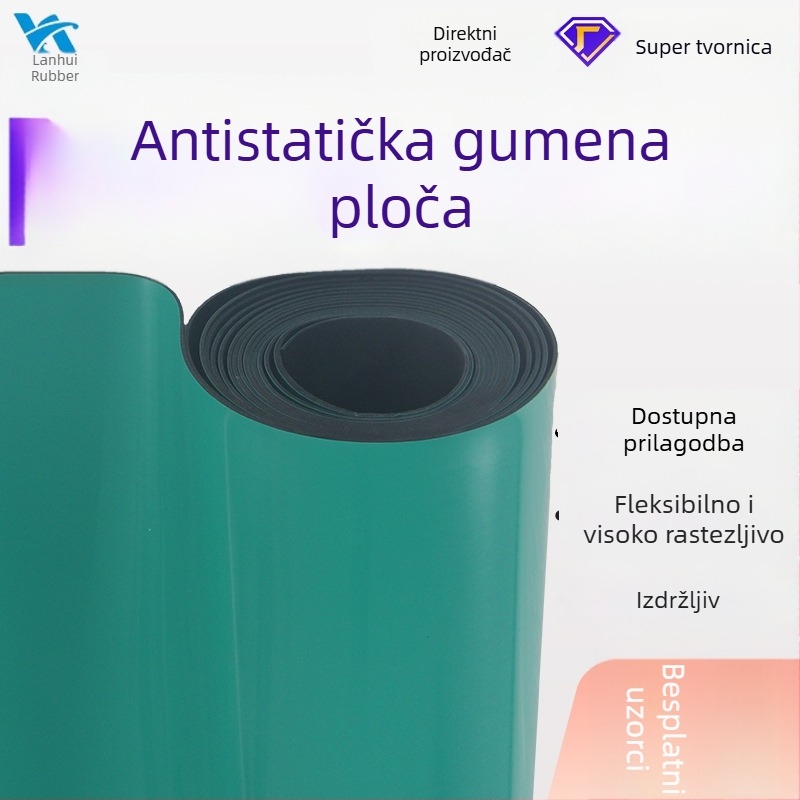 Antistatična podloga za radni stol, RoHS bez halogenih tvari, vodljiva gumena ploča, 2 mm/3 mm