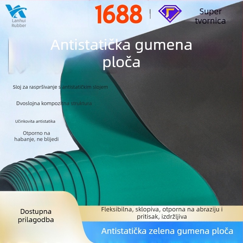 Antistatična podloga za radni stol, RoHS bez halogenih tvari, vodljiva gumena ploča, 2 mm/3 mm