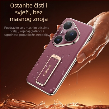 Huawei Pura80 Ultra futrola s remenom za zglob i okretljivim držačem — Napa koža, elektroplatirani završni sloj