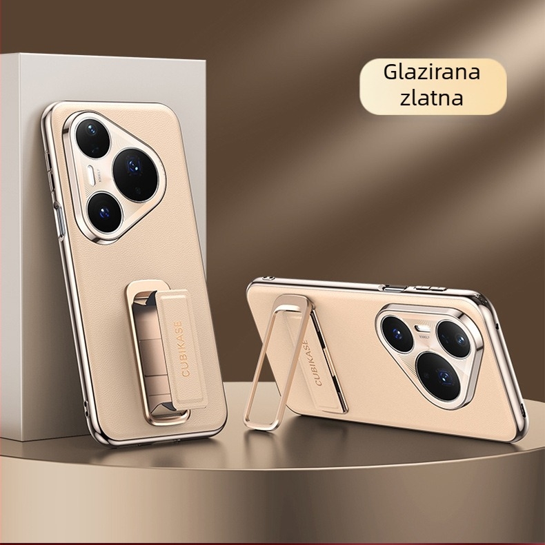 Huawei Pura80 Ultra futrola s remenom za zglob i okretljivim držačem — Napa koža, elektroplatirani završni sloj