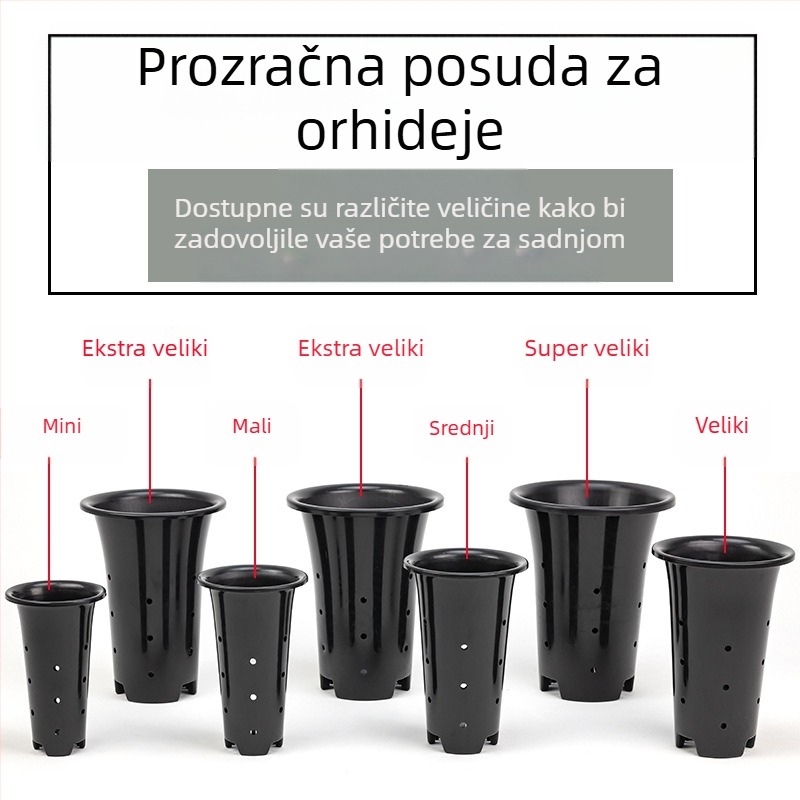 Plastični lonac za orhideje, velik i visok, debele stijene