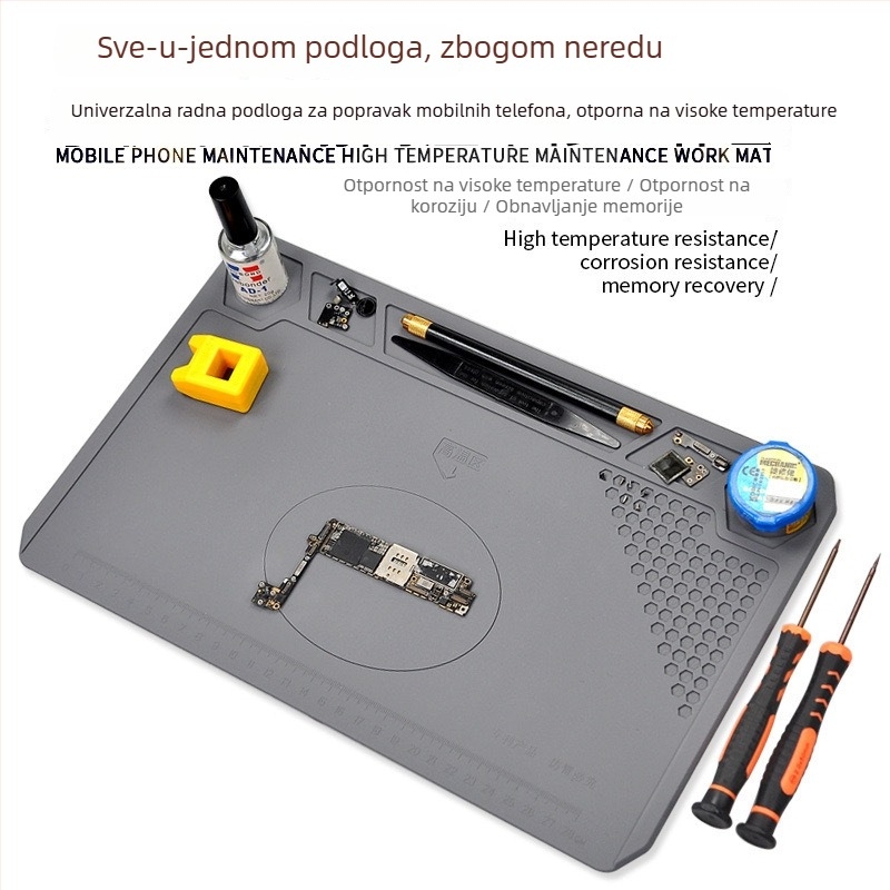 Antistatična silikon podloga za popravak mobitela i računala, otporna na visoke temperature i toplinska izolacija, model 615, pogodna za lemljenje i rad s pištolom za toplinski zrak
