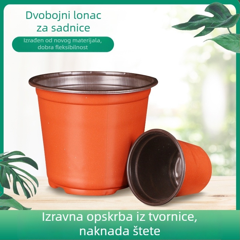 Dvostrani plastični lončić za sadnice, debeli zidovi, velik promjer