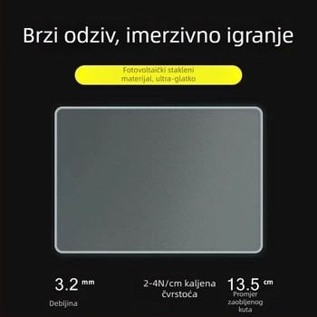 Podloga za miš od kaljenog stakla za igranje, anti-statična, glatka površina