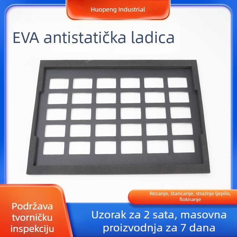 Prilagođena antistatična EVA pločica s nepravilnog oblika ugraviranim tlmičem za šokove i podlogom od pjene za pakiranje