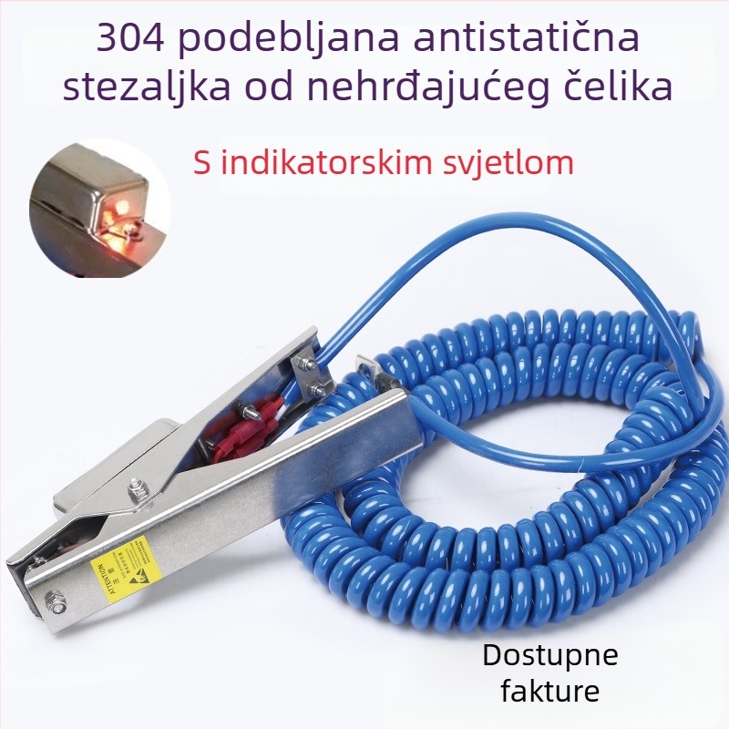 Eksplozijski otporan elektrostatni klips za uzemljenje od nehrđajućeg čelika, sa zvučnim i vizualnim alarmom