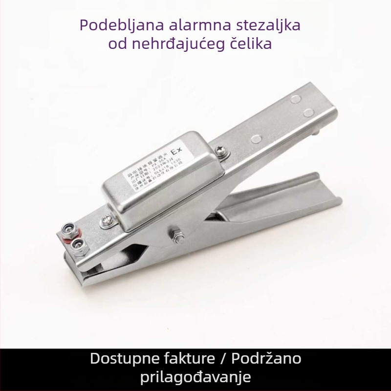 Eksplozijski otporan elektrostatni klips za uzemljenje od nehrđajućeg čelika, sa zvučnim i vizualnim alarmom