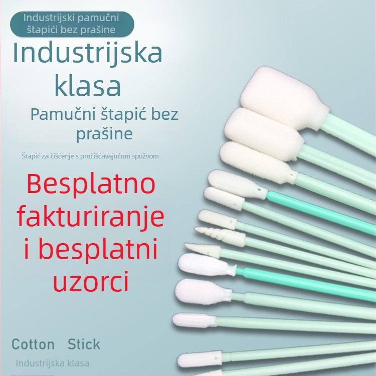 Bezprašni pamučni štapići s spužvastim vrhom za antistatično čišćenje inkjet pisača i pisača velikog formata