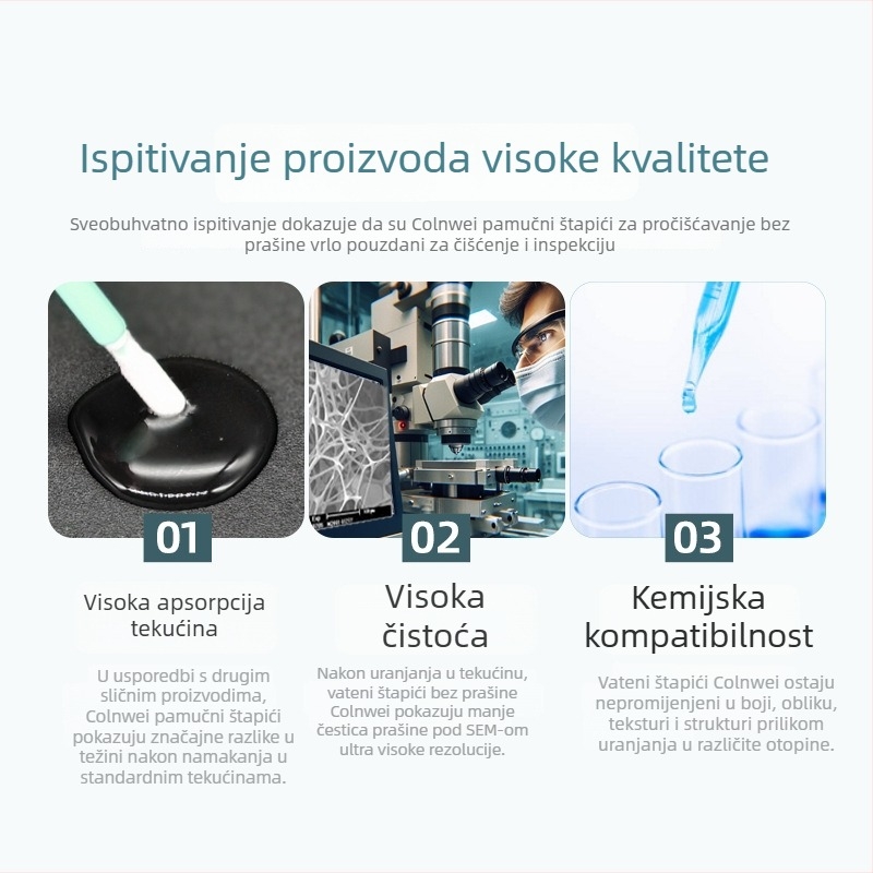 Antistatčni pamučni štapić s glavom od spužve za čišćenje mikroelektronike