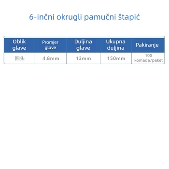 6-inčni pamuk tampon s jednom glavom na drvenoj štapi za čišćenje elektroničkih dijelova, bez prašine, 15 cm