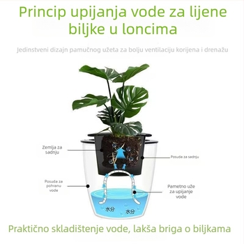 Velika posuda od smole za hidroponiku s automatskim upijanjem vode, za pothos — minimalistički dizajn