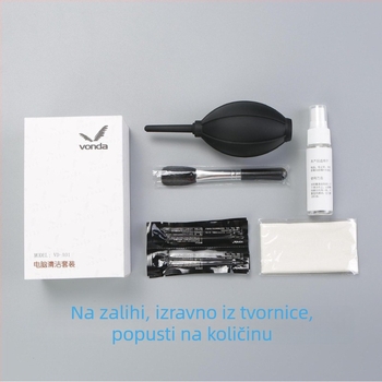 VD-A01 antistatički set za čišćenje prijenosnih i stolnih računala, 5-dijelni set, uklanja masne ostatke i otiske prstiju s tipkovnice i prostora između tipki, za čišćenje zaslona i leća