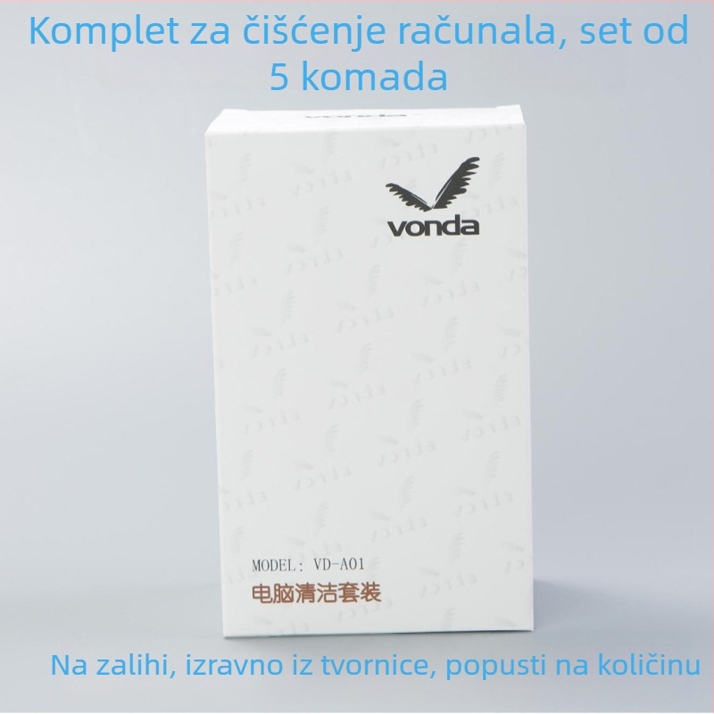 VD-A01 antistatički set za čišćenje prijenosnih i stolnih računala, 5-dijelni set, uklanja masne ostatke i otiske prstiju s tipkovnice i prostora između tipki, za čišćenje zaslona i leća