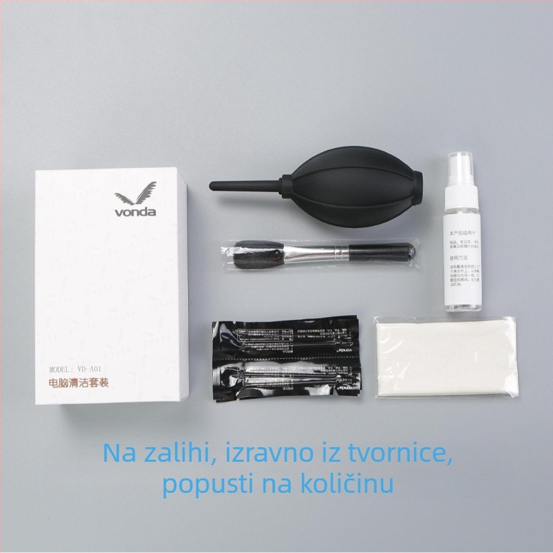 VD-A01 antistatički set za čišćenje prijenosnih i stolnih računala, 5-dijelni set, uklanja masne ostatke i otiske prstiju s tipkovnice i prostora između tipki, za čišćenje zaslona i leća